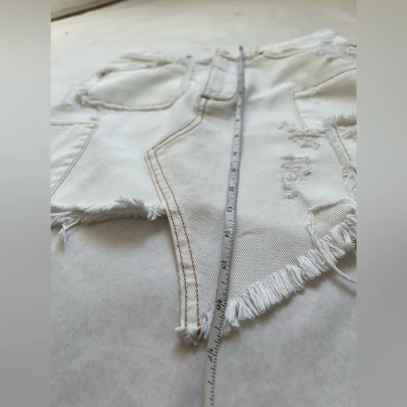 Retrofete Irene Denim Mini Skirt Patchwork White Acid Wash Asymmetrical Hem XS - Picture 5 of 8